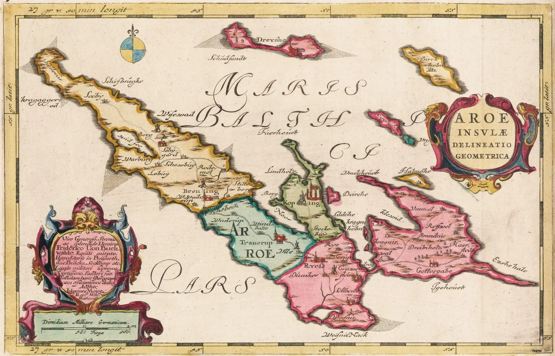 Historisk kort over Ærø fra 1665